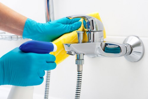Professional cleaning supplies ready for a business cleaning visit in SE27